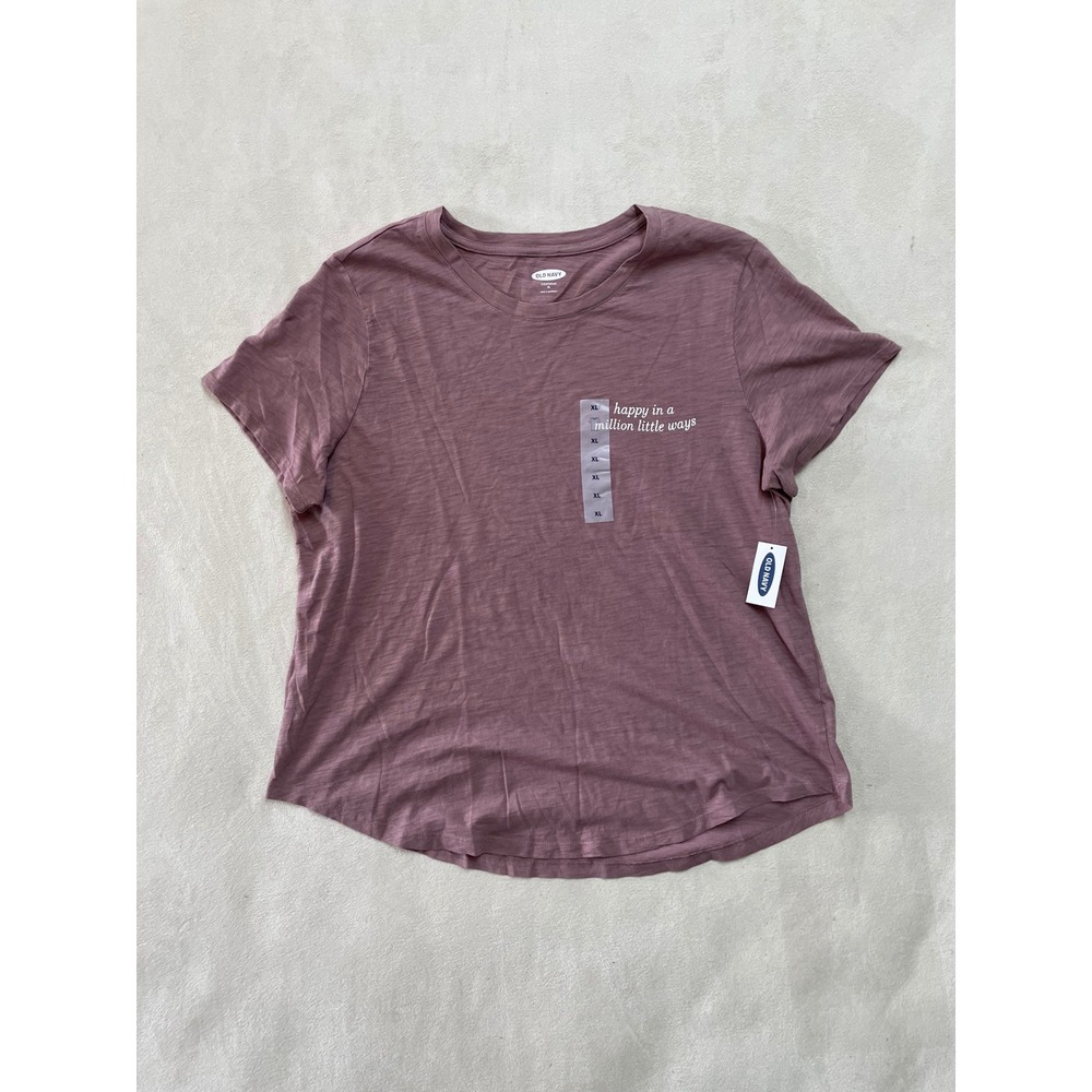Old Navy Everywear Slub Graphic T-Shirt XL Dusty Pink Happy In A Million Ways